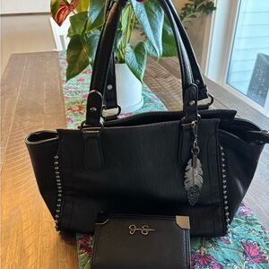 Jessica Simpson Elegant Black Shoulder Bag and Wallet